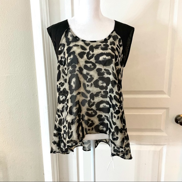 3/$20 Charlotte Russe cheetah print sheer blouse - Picture 1 of 6
